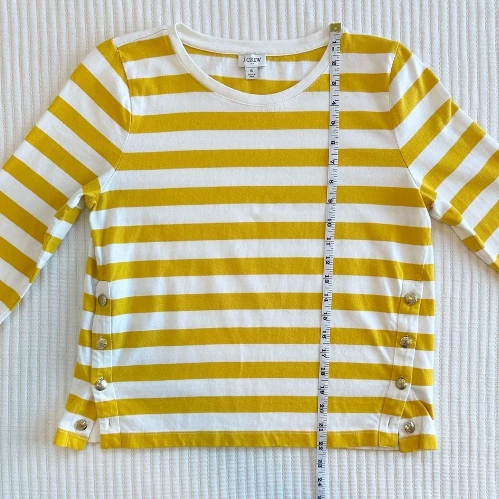 J. Crew Classic Striped Fisherman Long Sleeve Tee with Gold Buttons